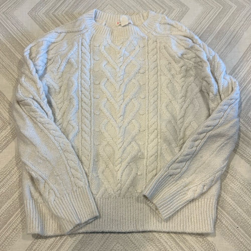Crewcuts Girls Cable Knit Off White Sweater